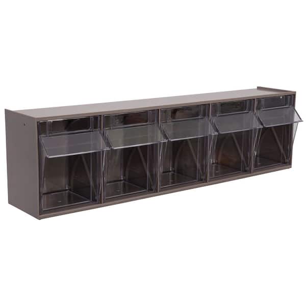 23.63 in. W x 5.58 in. D x 6.5 in. H, 5-Compartment Cabinet Small Parts Organizer Storage Bins, Mauve (1-Pack)