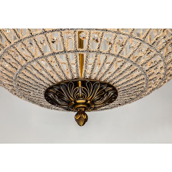 Antique Brass Crystal Globe Chandelier, LightFixturesUSA