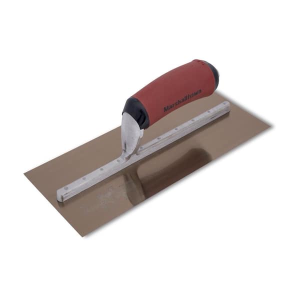 MARSHALLTOWN 10-1/2 in. x 4-1/2 in. Curved Durasoft Handle Golden Stainless Steel Finishing Trowel