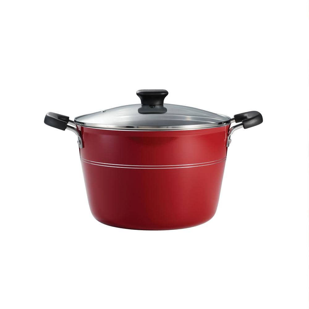 Raspberry 8 Qt Aluminum Nonstick Stock Pot with Glass Lid