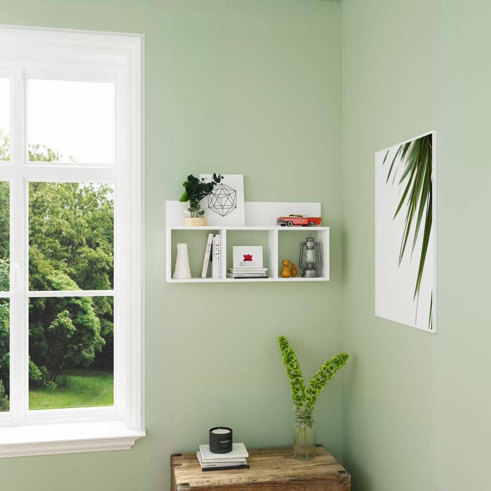 Elegant White Floating Cubbie Shelf for Modern Living