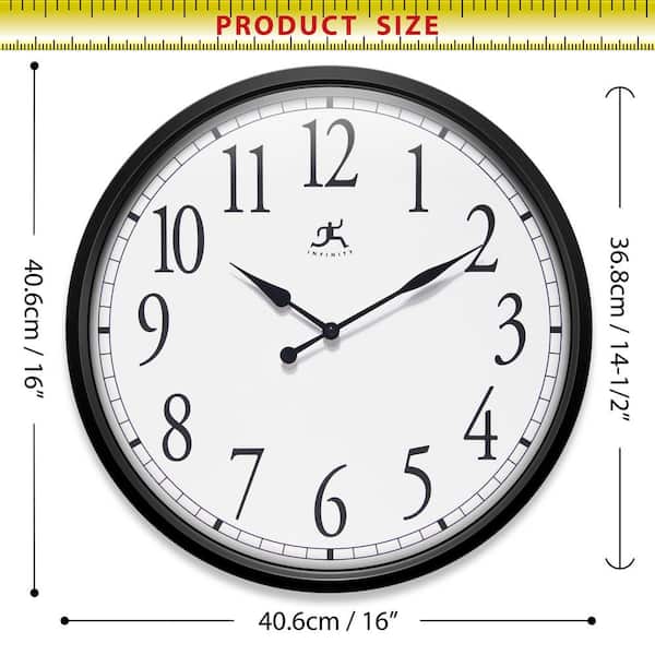 Infinity Instruments Bromidic 16 in. Indoor Wall Clock 20311BK