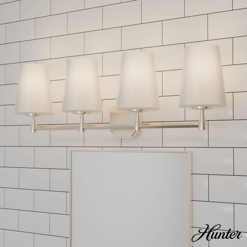 Nolita 30 in. 4-Light Brushed Nickel Vanity Light with Cased White Glass Shades price history on PriceWatchPro