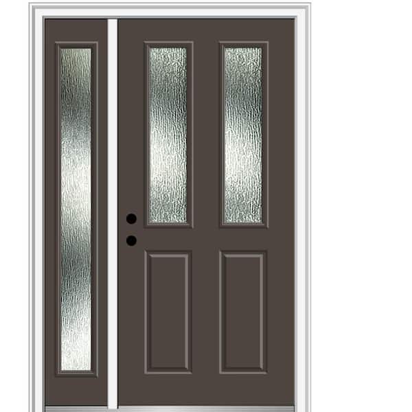 MMI Door Rain Glass 48 in. x 80 in. Right-Hand Inswing Brown Fiberglass Prehung Front Door on 6-9/16 in. Frame