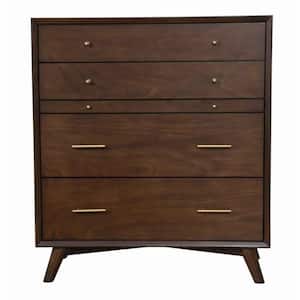 18 in. Brown 4-Drawer Wooden Chest of Drawers