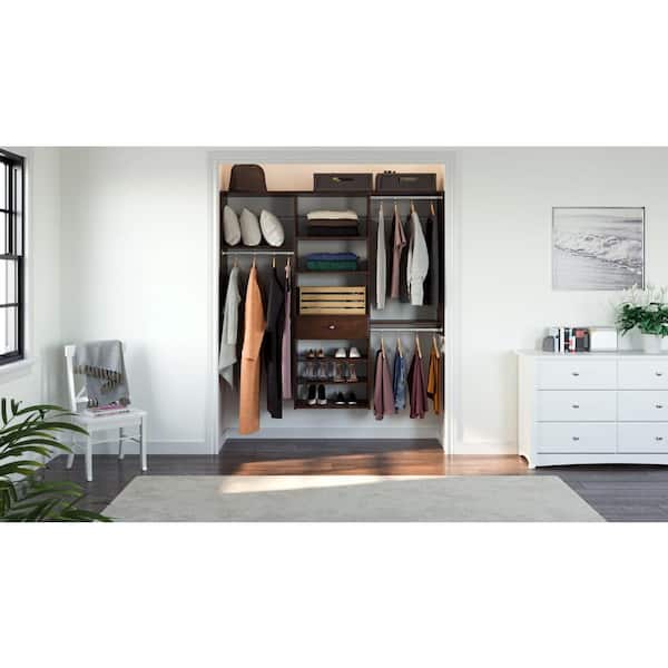 14 in. D x 72 in. W x 72 in. H Espresso Perfect Fit Wood Closet Kit