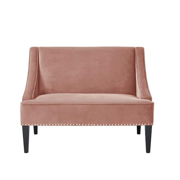 HomeRoots Amelia Blush 44.5 in. Velvet Bedroom Bench Upholstered