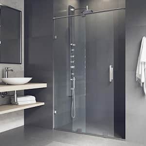 Ryland 58 to 60 in. W x 73 in. H Sliding Frameless Shower Door in Stainless Steel with Clear Glass