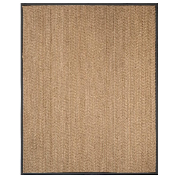 Natural Fiber Beige/Dark Gray 8 ft. x 10 ft. Border Area Rug