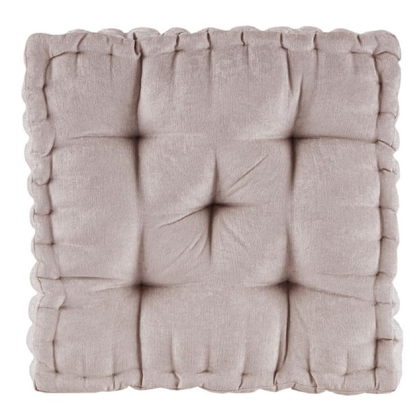 Afoxsos 20 x 20 in. Square Floor Pillow Cushion Tufted Detailing Scalloped Edge Design in Blush Finish 100% Polyester Chenille