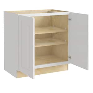 Grayson Pacific White Painted Plywood Shaker Assembled Base Kitchen Cabinet FH Soft Close 33 in W x 24 in D x 34.5 in H