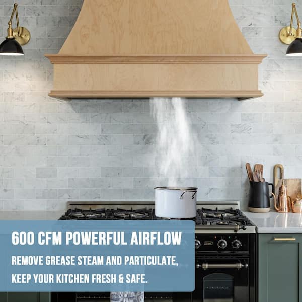 Akicon 36 in. 3-Speeds 600CFM Ducted Insert/Built-in Range Hood, Ultra Quiet in Stainless Steel with Dimmable Warm White Light