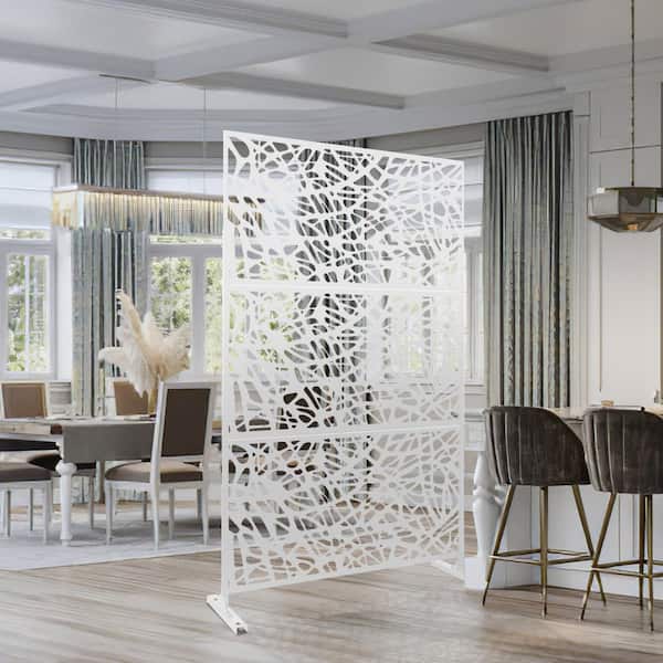 72 in. x 47 in. White Outdoor Metal Galvanized Privacy Screen Fence Garden Panels