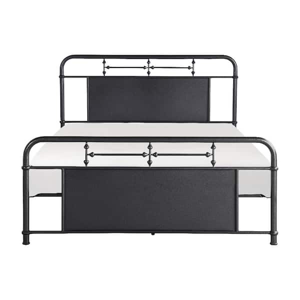 Lazzara Escher Mottled Silver Metal Frame Full Platform Bed