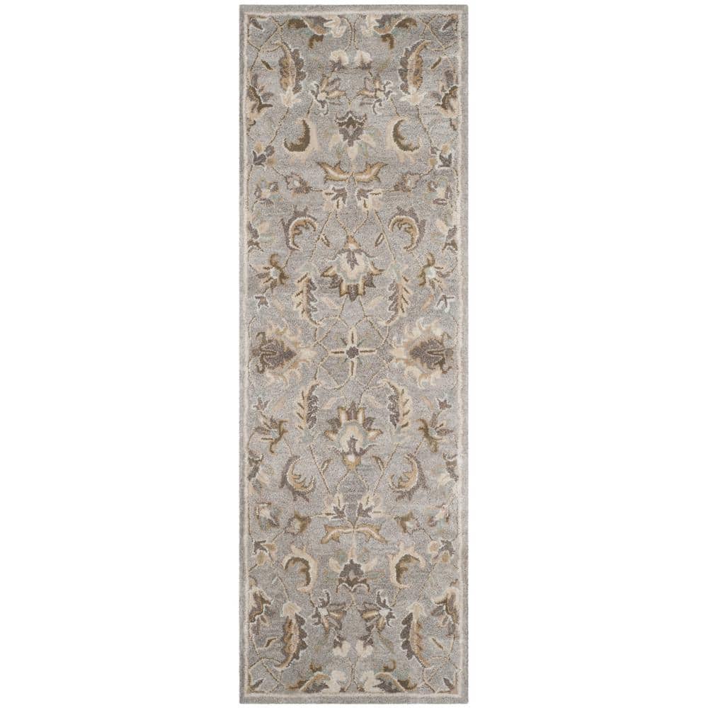 Elegant Gray Hand-Tufted Wool & Viscose 27" Area Rug