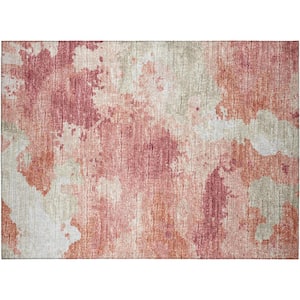 Accord Pink 1 ft. 8 in. x 2 ft. 6 in. Abstract Indoor/Outdoor Washable Area Rug