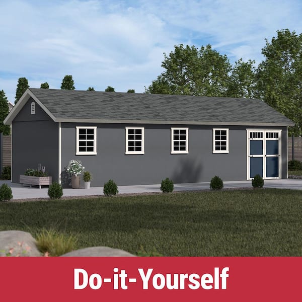 DIY Beachwood 32 ft. x 12 ft Wooden Outdoor Storage Garden Shed with Floor Windows, and Double Door (384 sq. ft. )