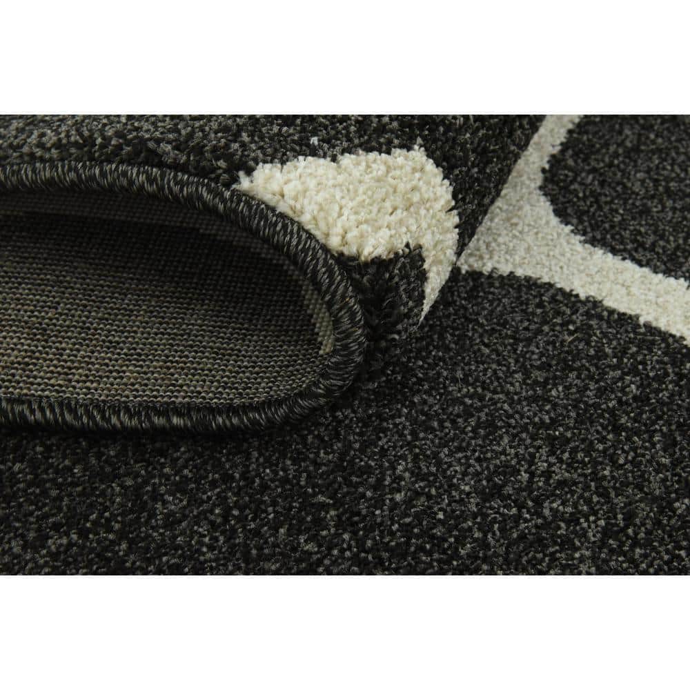 Black Synthetic Trellis 6' x 9' Reversible Washable Rug