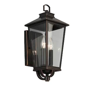 Williamsburg 17.12 in. Gas Style 2-Light Outdoor Wall Mount Coach Light Sconce