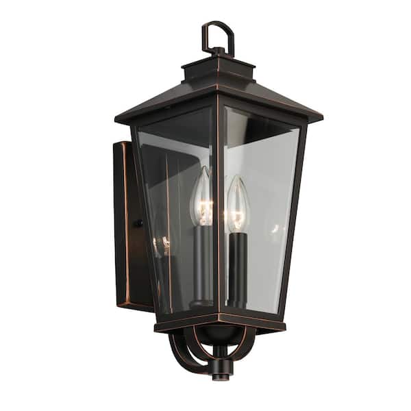 Home Decorators Collection Williamsburg 17.12 in. Gas Style 2-Light Hardwired Outdoor Wall Light Coach Sconce with No Bulb Included