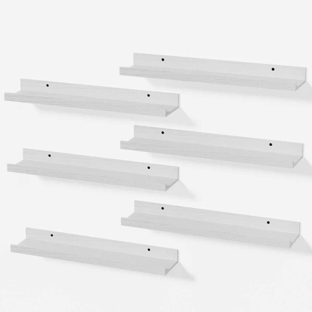 BOMEDA 23.6 in. W x 5.1 in. D White Wooden Picture Ledge Decorative Wall Shelf 6-Pack for Living Room, Bedroom, Nursery XK6-WH60