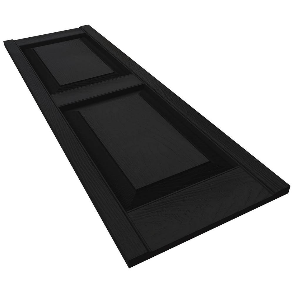 Black Vinyl Raised Panel Shutters, 12"W x 44"H