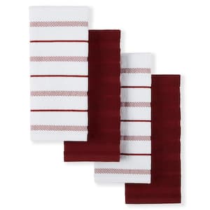 Albany Smoked Paprika/White Stripped Cotton Kitchen Towel Set (Set of 4)