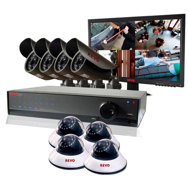Revo Lite 16-Channel 2TB DVR Surveillance System with (8) 660TVL Cameras and Monitor