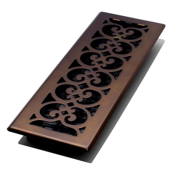 Decor Grates 4 in. x 14 in. Scroll Plated Bronze Register