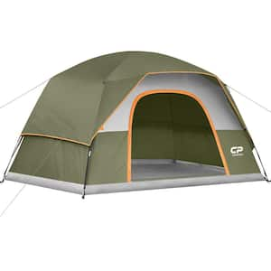 11 ft. x 7 ft. Olive 6-Person Camping Tents Family Dome Tent with Large Mesh Windows, Wider Door Portable with Carry Bag