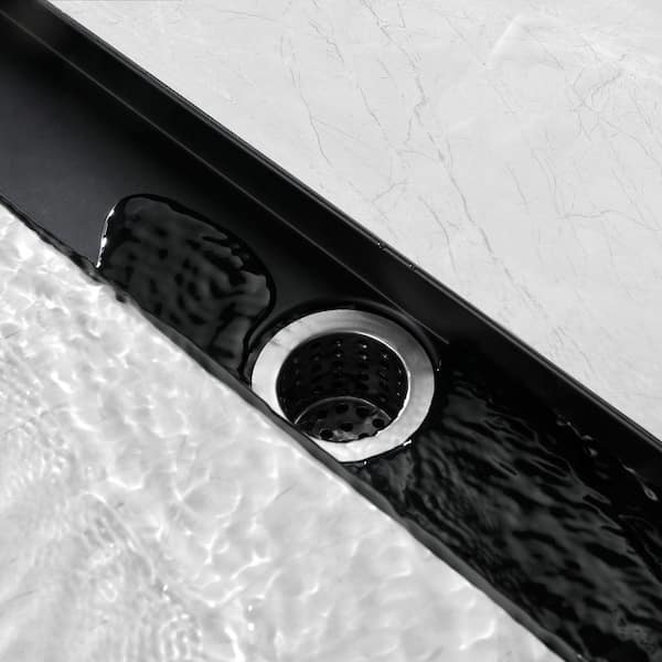 Interbath 24 in. Stainless Steel Linear Shower Drain with Tile-In Pattern Drain Cover in Matte Black