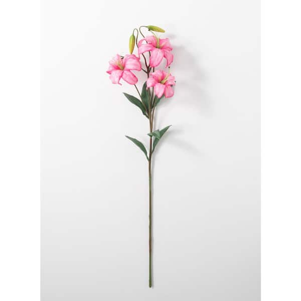 SULLIVANS 39.5 in. Artificial Dark Pink Real Garden Lilium Stem