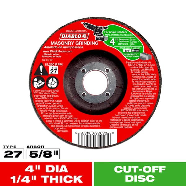DIABLO 4 in. x 1/4 in.x 5/8 in. Masonry Grinding Disc with Depressed Center