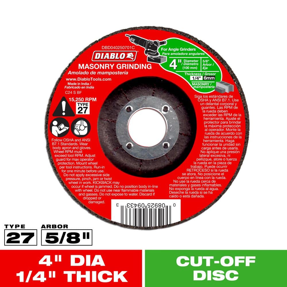 DIABLO 4 in. x 1/4 in.x 5/8 in. Masonry Grinding Disc with