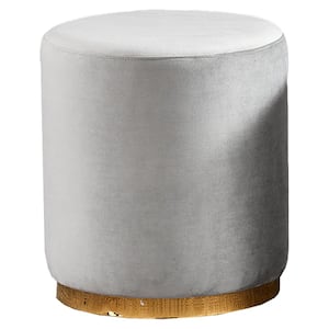 Kathy 19.5 in. H Velvet Gray Metal Round Stool