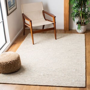 Micro-Loop Light Grey/Ivory 5 ft. x 5 ft. Striped Square Area Rug