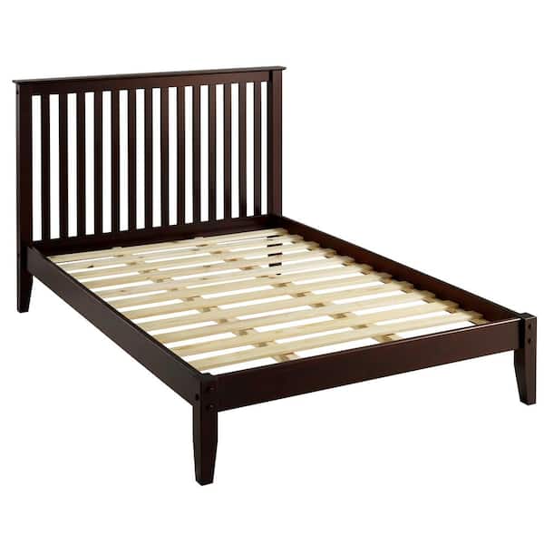 Shaker Style Cappuccino, Full Size, Mission Headboard, Platform Bed