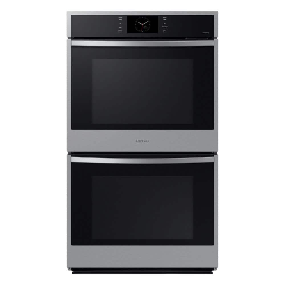 "Samsung Bespoke 30"" Double Wall Oven with Steam Cook in stainless steel, Silver"