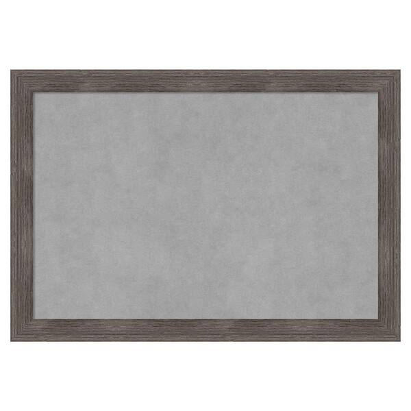 Amanti Art Pinstripe Lead Grey 27 in. x 19 in Framed Magnetic Board