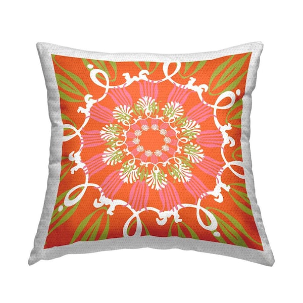 Stupell Industries Bold Orange Shapes Pattern Orange Square Outdoor Throw Pillow