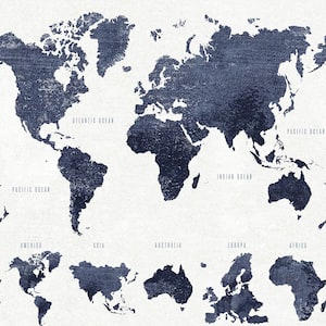 Boq Dark Blue World Map Paper Strippable Wallpaper (Covers 56.4 sq. ft.)