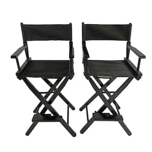Anky Black Wood Frame Oxford Fabric Portable Folding Lawn Chairs for Camping (Set of 2)