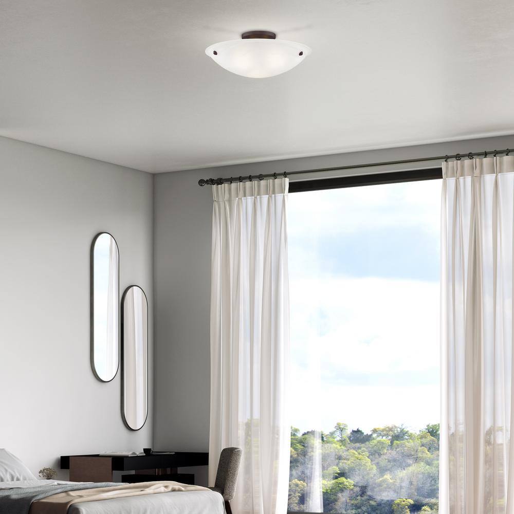 Oasis Bronze Finish 3-Light LED Flush Mount with White Alabaster Glass