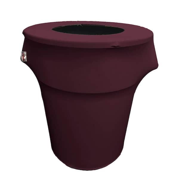 LA Linen Round Eggplant Stretch for 55 Gal. Trash Can Cover