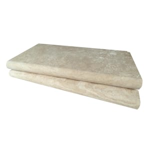 Tuscany Beige 2 in. x 12 in. x 24 in. Brushed Travertine Pool Coping (40 Pieces / 80 Sq. ft. / Pallet)