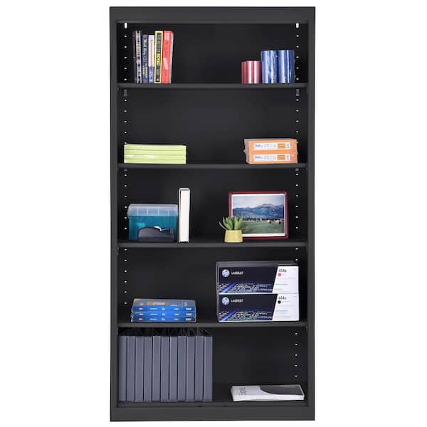 Welded 72 in. Tall Black Metal Standard Bookcase