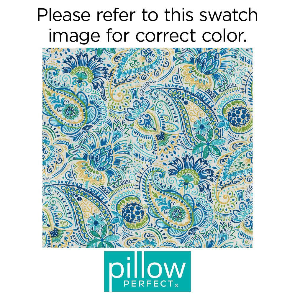 Baltic Blue Paisley Tufted Wicker Rocking Chair Cushions