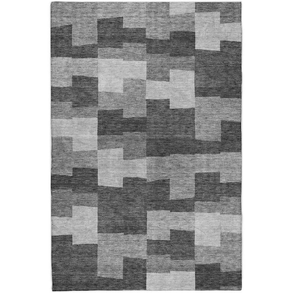 Dream Shag Premium Machine Washable Abstract ADS659 Gray 8 ft. x 10 ft. Area Rug