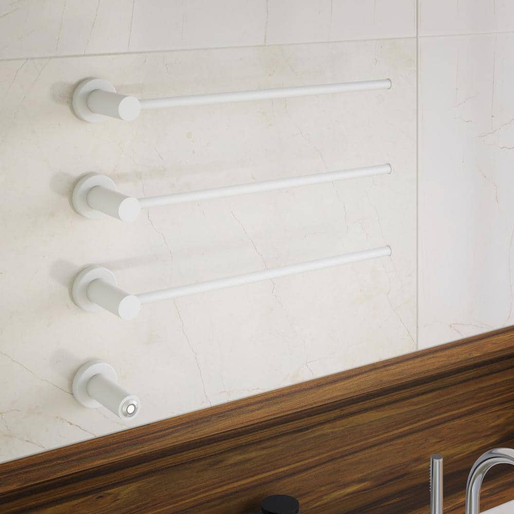Matte White 3-Bar Wall Mounted Electric Towel Warmer