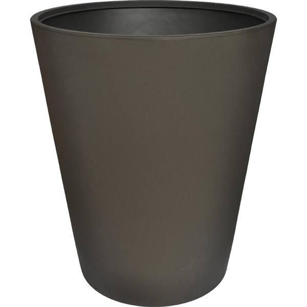 Pride Garden Products Toscana 28 in. Smoke Plastic Tall Round Patio Planter